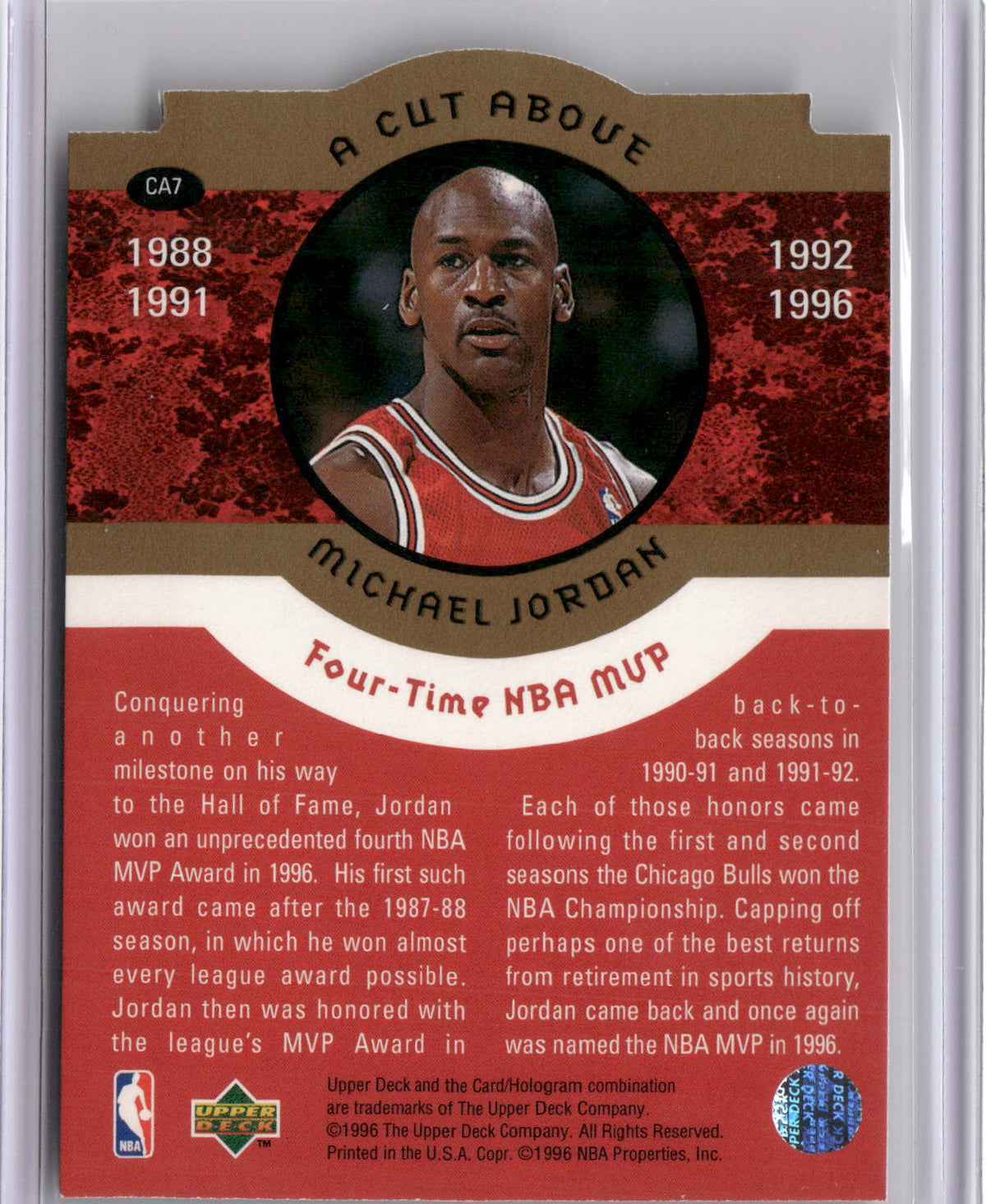 1996-97 Collector's Choice #CA7 Michael Jordan A Cut Above: The Jordan Years
