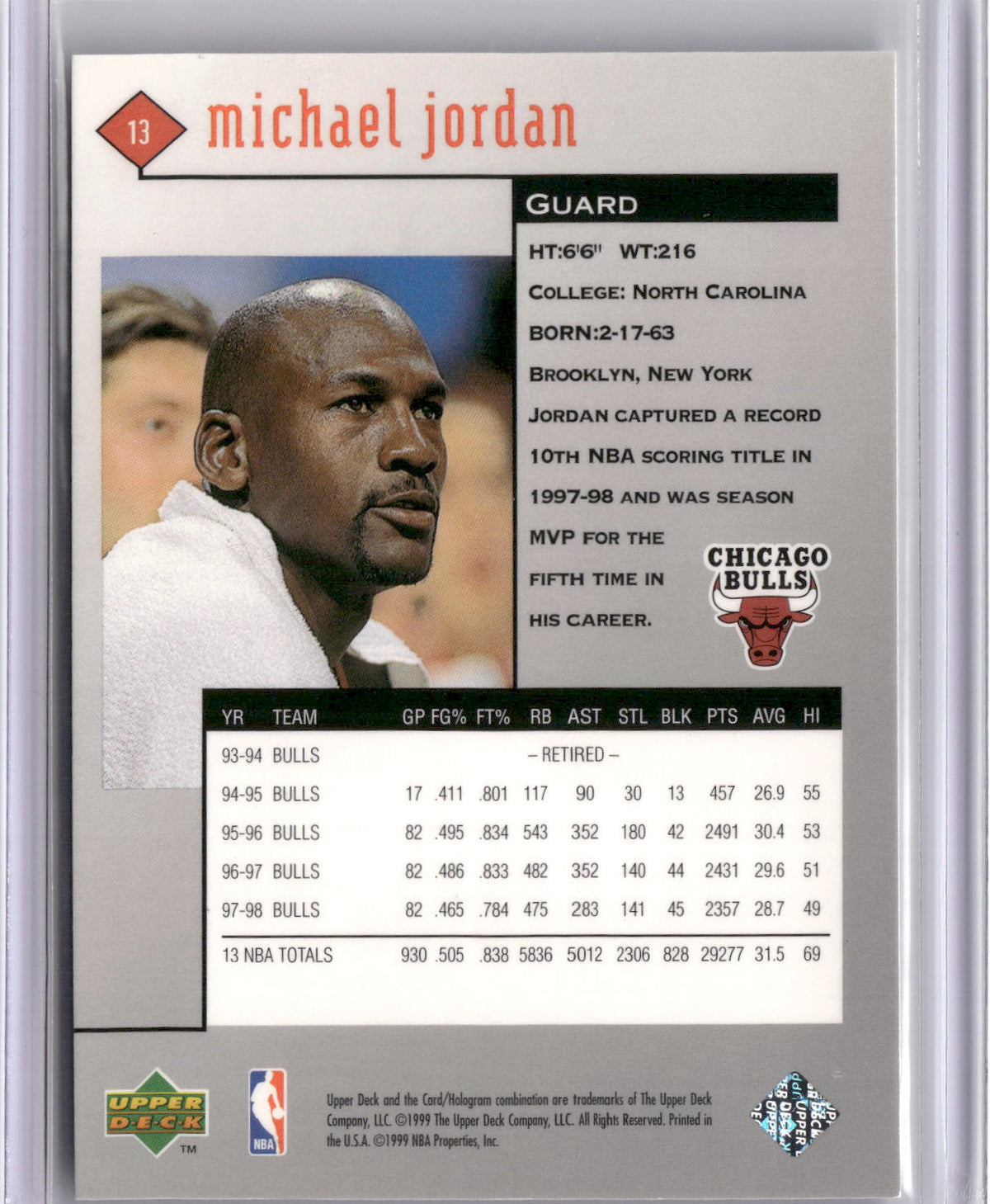 1998-99 Upper Deck Black Diamond #13 Michael Jordan-2