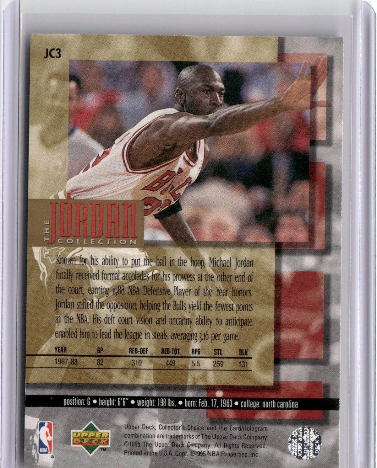 1995-96 Collector's Choice #JC3 Michael Jordan The Jordan Collection