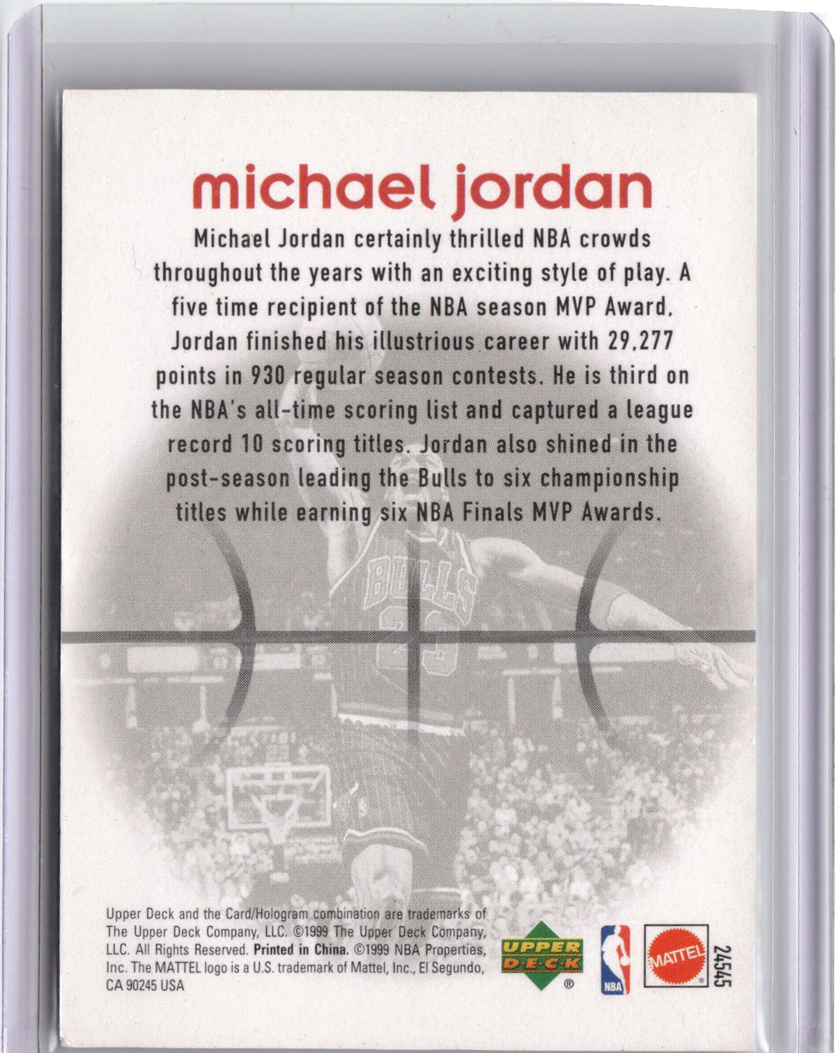 1999 Upper Deck Mattel Maximum Air #NNO Michael Jordan (EX)-2