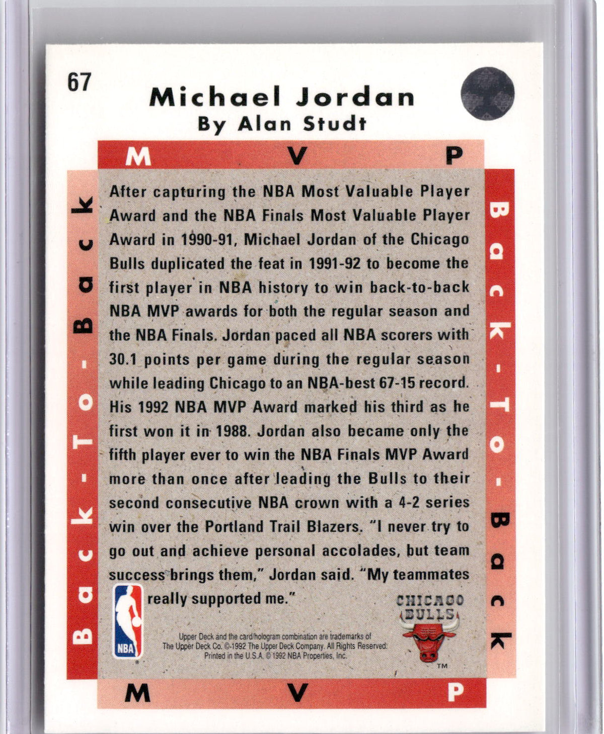1992-93 Upper Deck #67 Michael Jordan-2