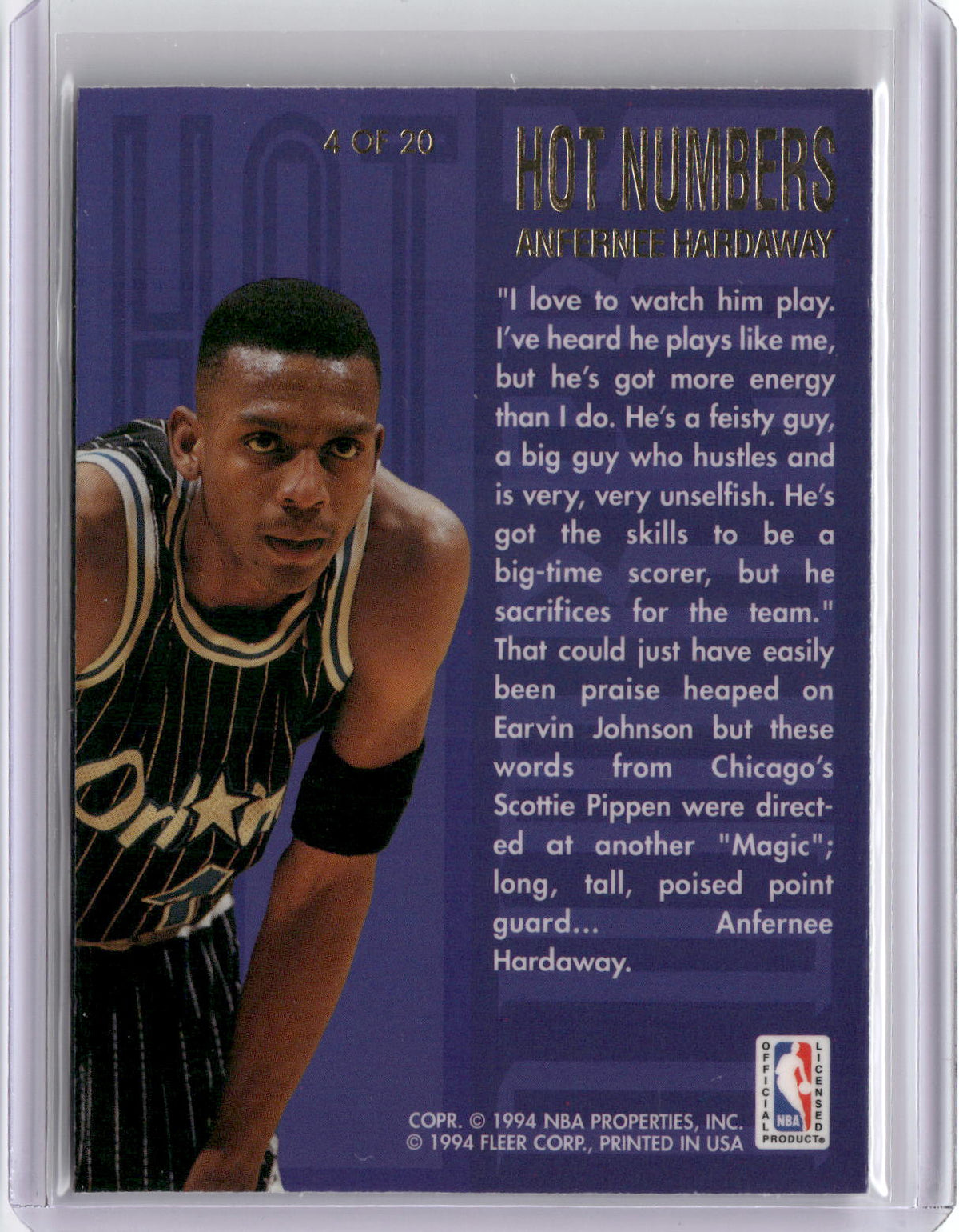 1994-95 Flair #4 Anfernee Hardaway Hot Numbers-2