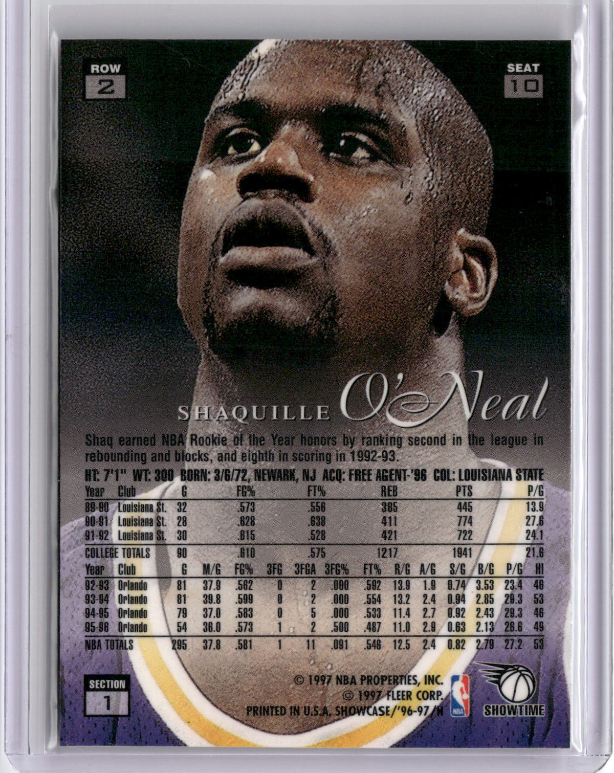 1996-97 Flair Showcase #10 Shaquille O'Neal-2