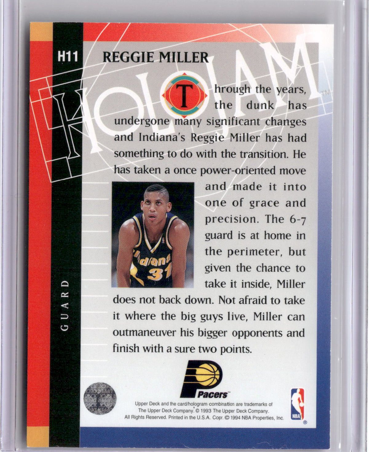 1993-94 Upper Deck Holojams #H11 Reggie Miller-2