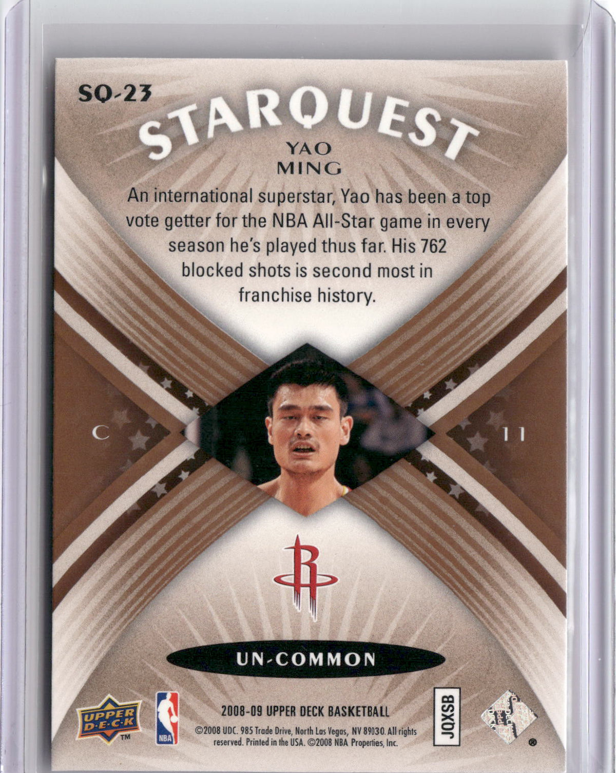 2008-09 Upper Deck #SQ-23 Yao Ming StarQuest Un-Common-2