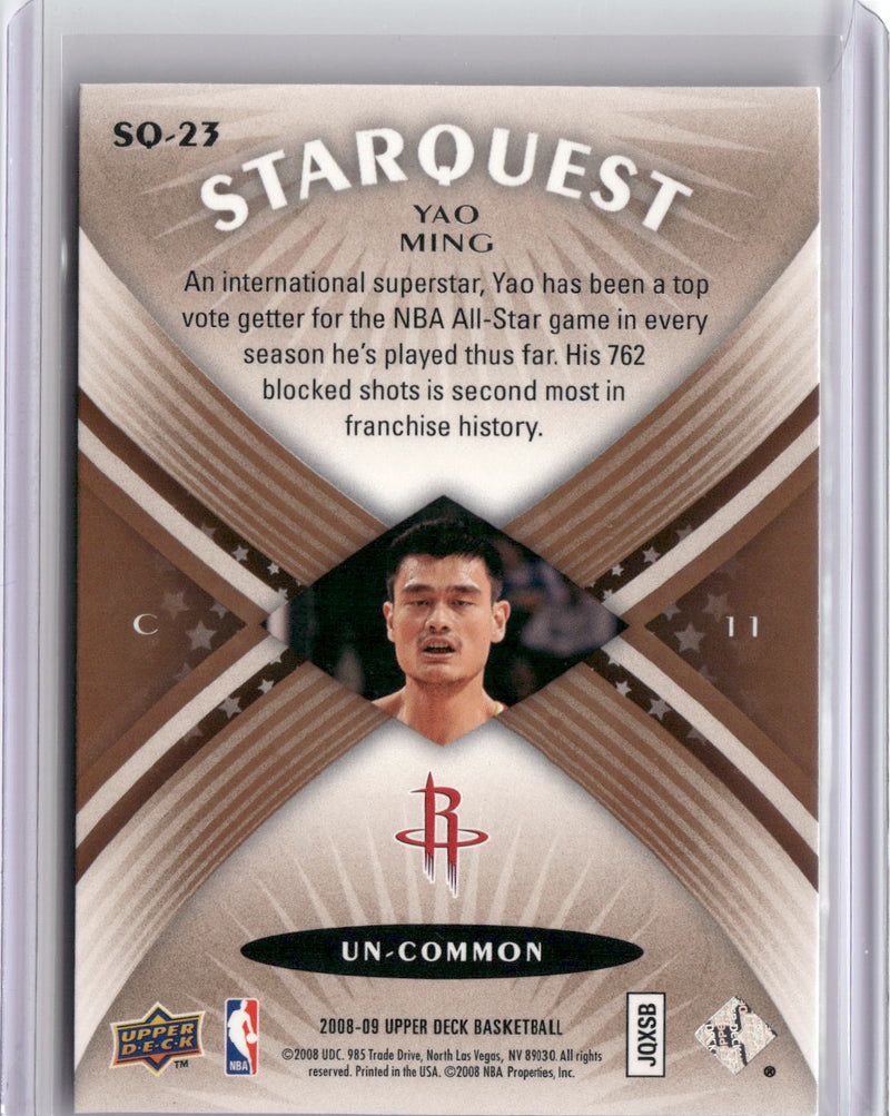 2008-09 Upper Deck #SQ-23 Yao Ming StarQuest Un-Common-2