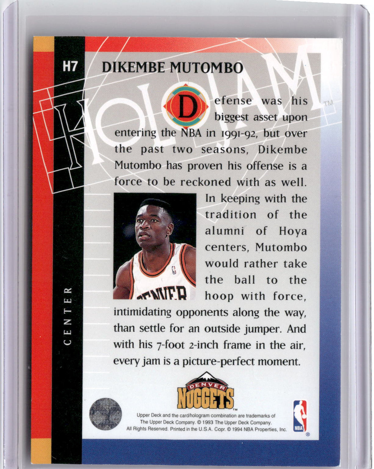 1993-94 Upper Deck Holojams #H7 Dikembe Mutombo-2