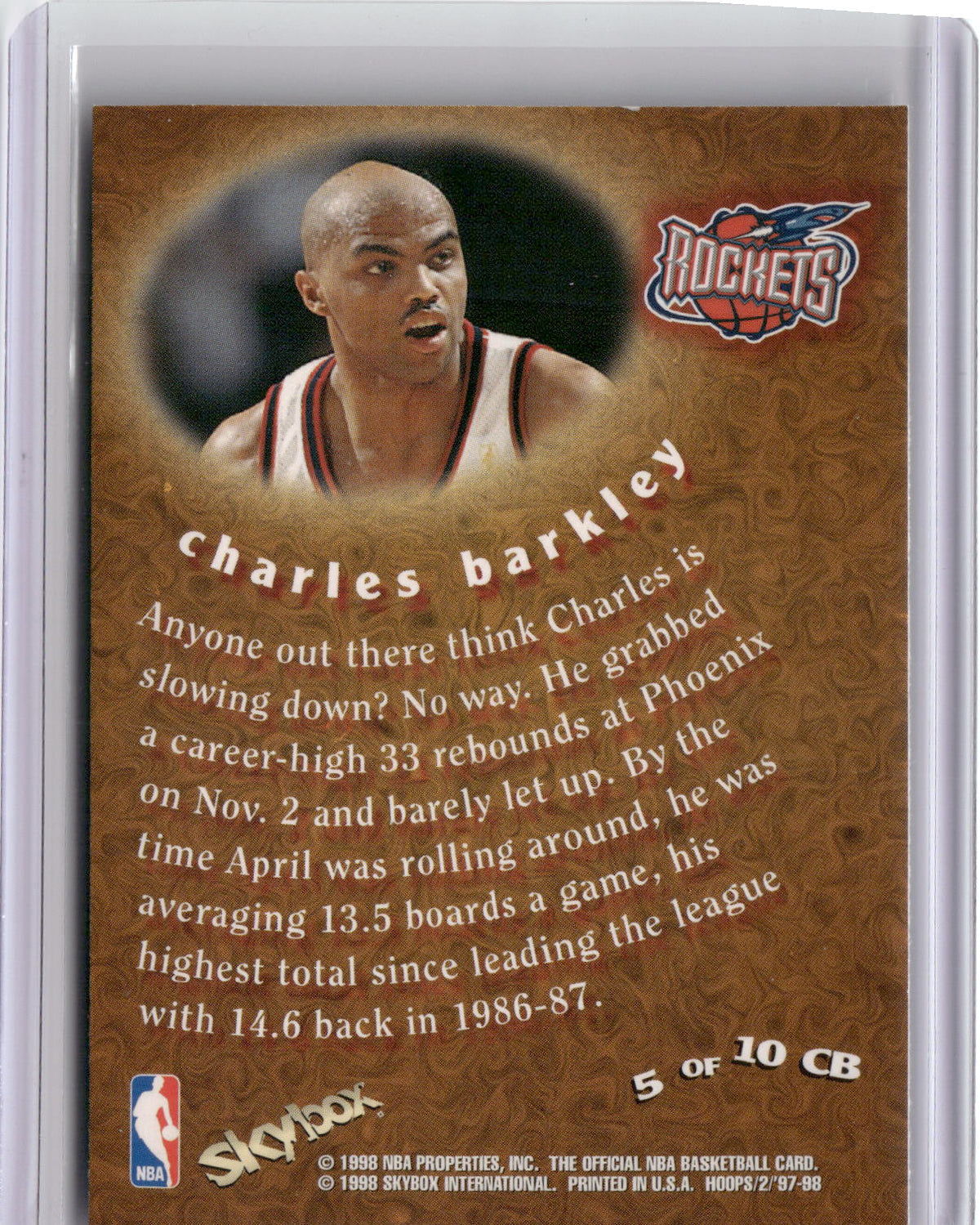 1997-98 Hoops #5 CB Charles Barkley Chairman of the Boards-2