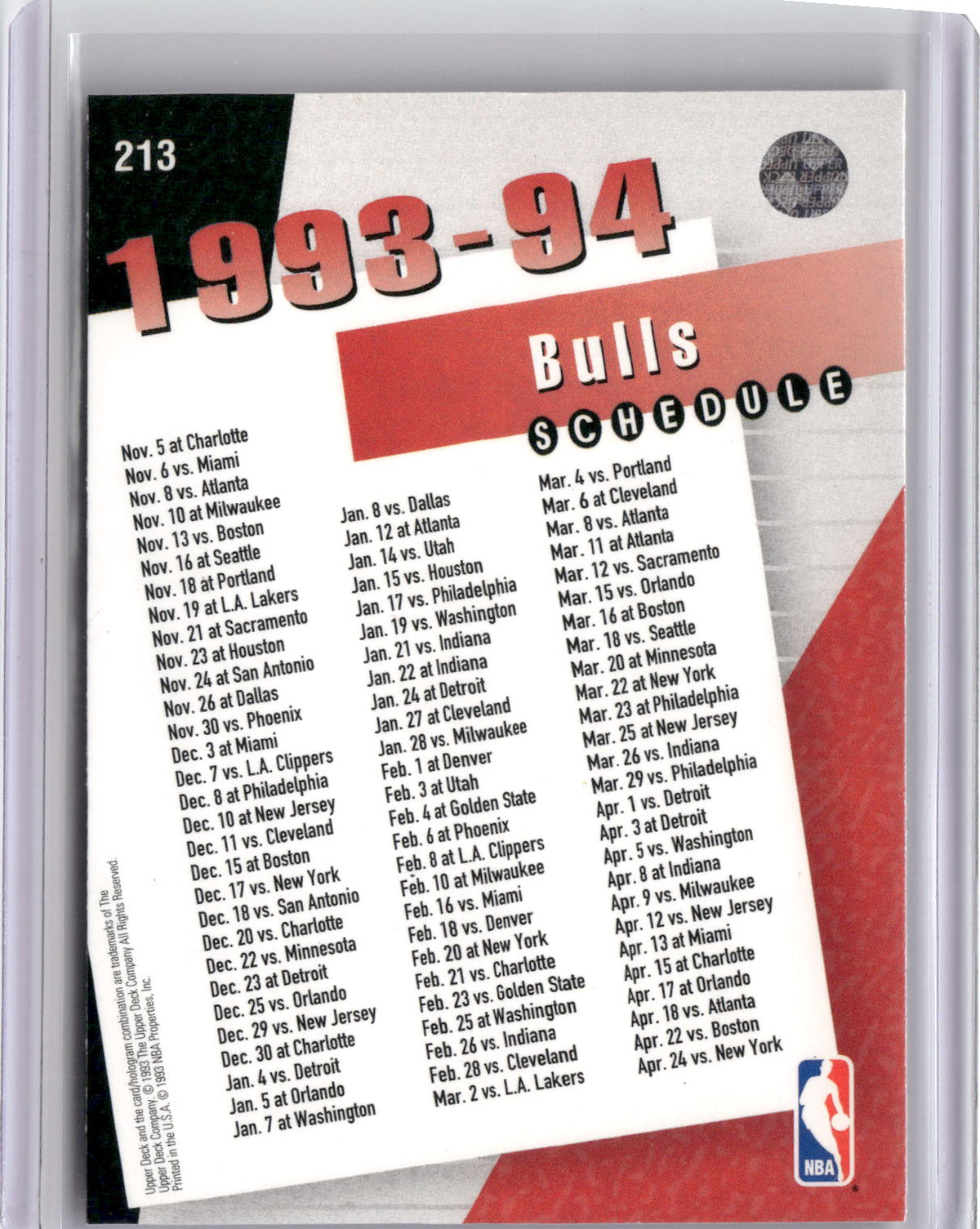 1993-94 Upper Deck #213 Chicago Bulls-2