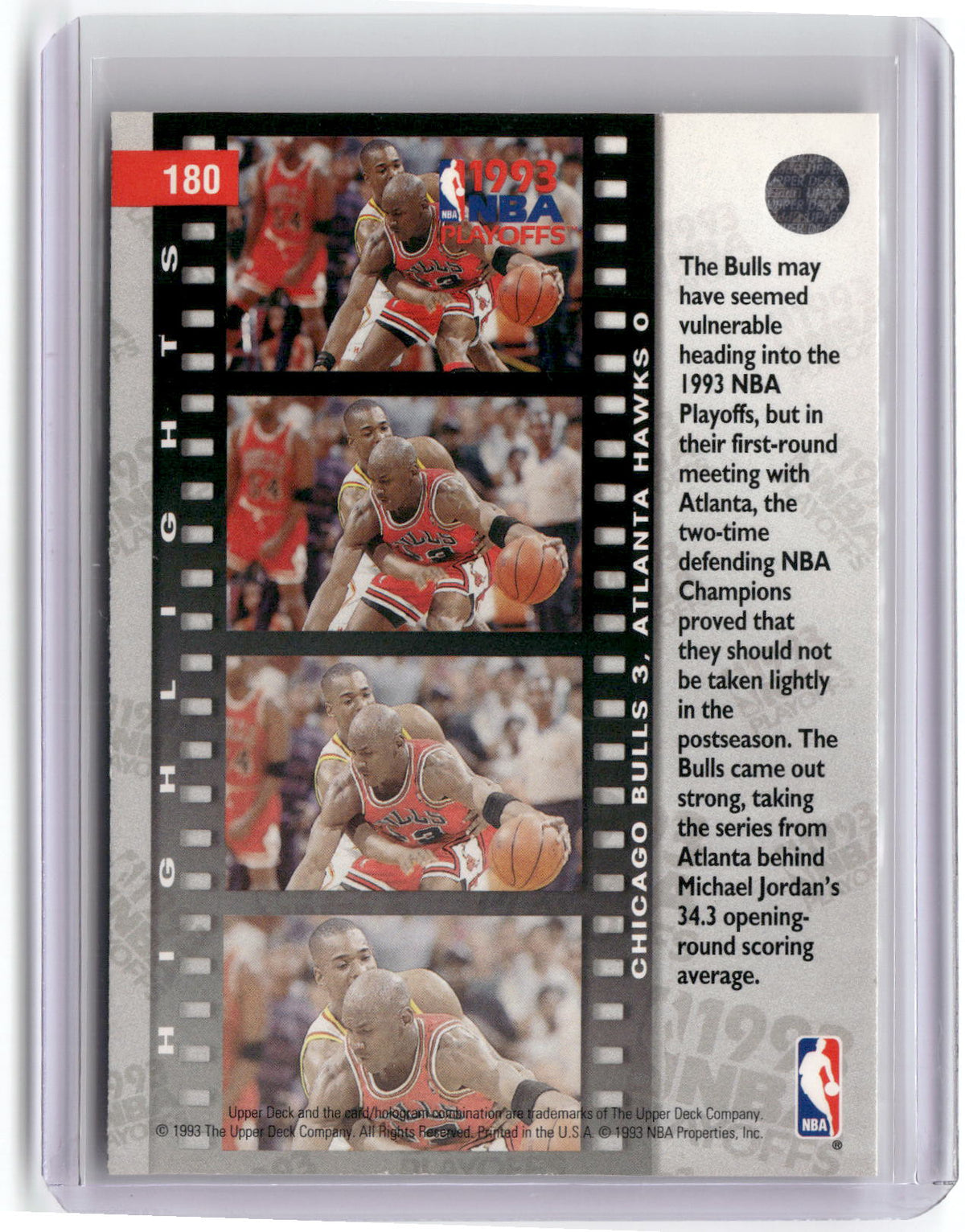 1993-94 Upper Deck #180 First Round: Bulls 3, Hawks 0-2