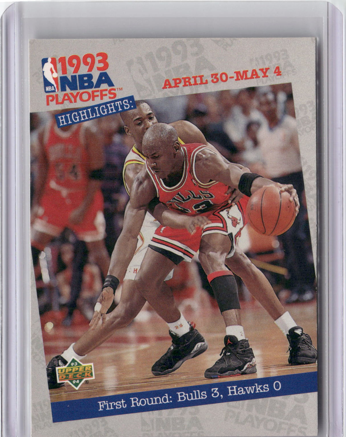 1993-94 Upper Deck #180 First Round: Bulls 3, Hawks 0-1