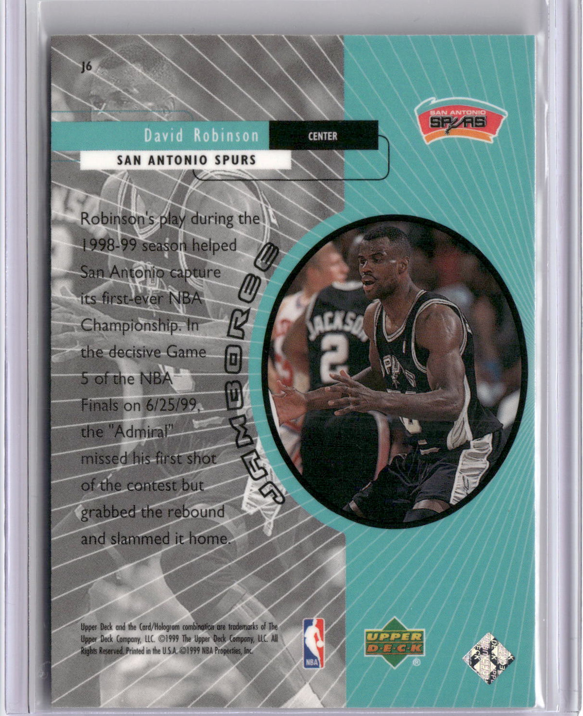 1999-00 Upper Deck Encore #J6 David Robinson Jamboree-2