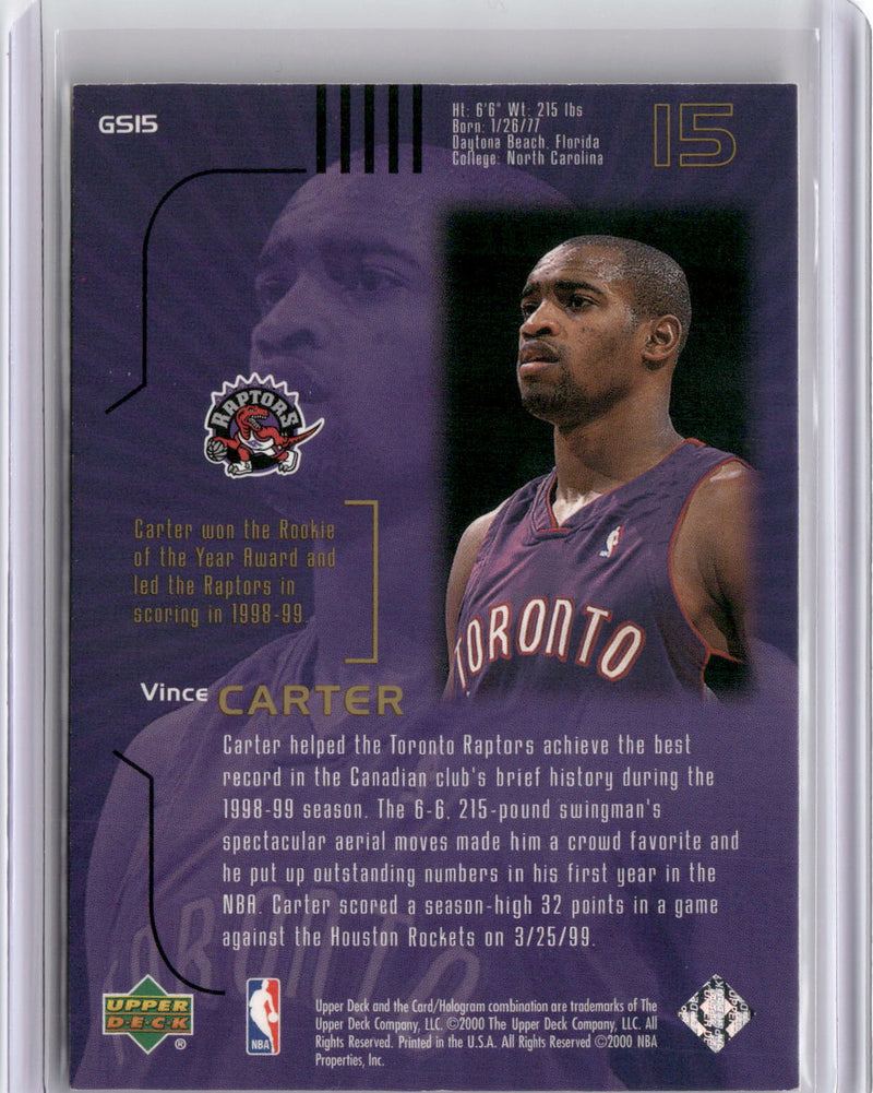 1999-00 Upper Deck Gold Reserve #GS15 Vince Carter Gold Strike!-2