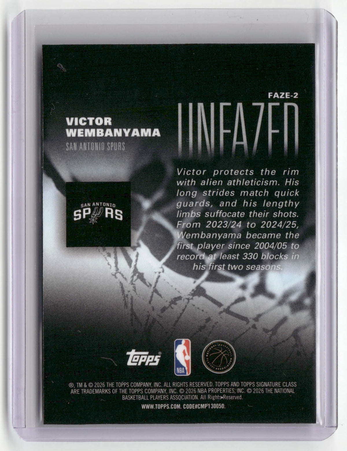 2025-26 Topps Signature Class #FAZE-2 Victor Wembanyama Unfazed-2