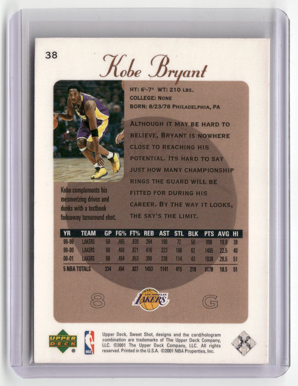 2001-02 Upper Deck Sweet Shot #38 Kobe Bryant-2