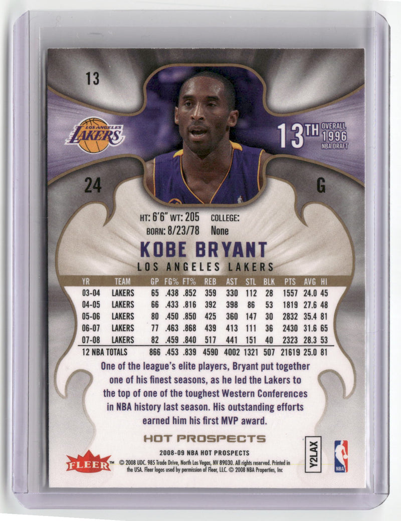 2008-09 Fleer Hot Prospects #13 Kobe Bryant-2