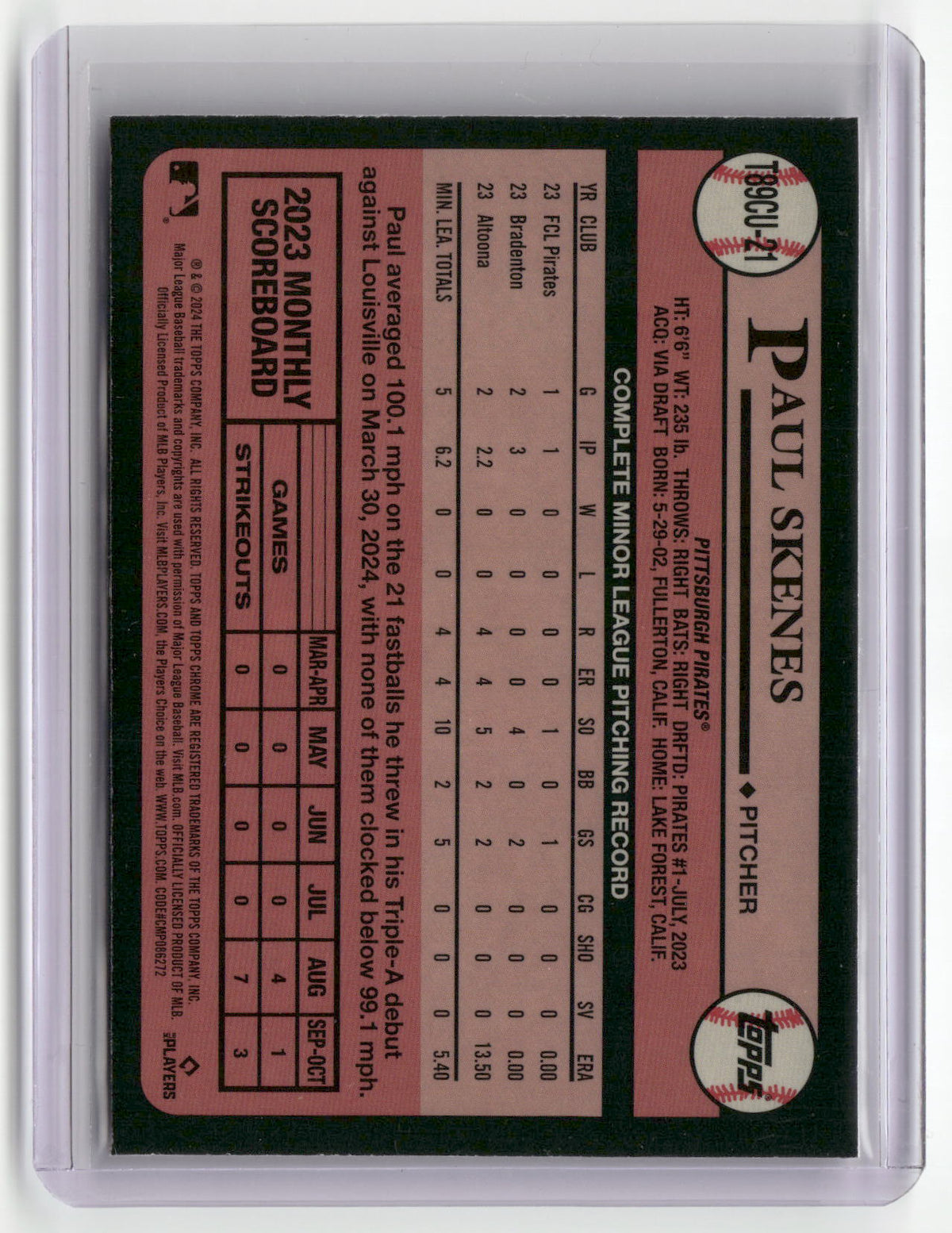 2024 Topps Update #T89CU-21 Paul Skenes 1989 35th Anniversary Chrome-2