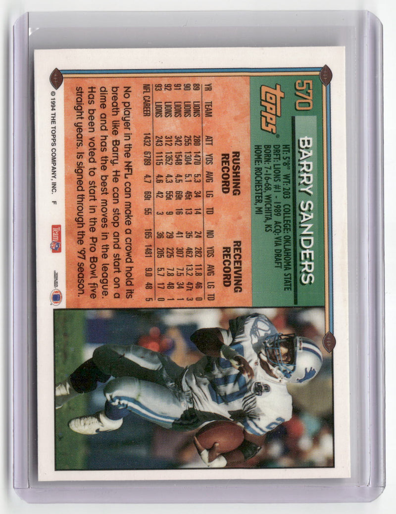 1994 Topps #570 Barry Sanders Special Effects-2
