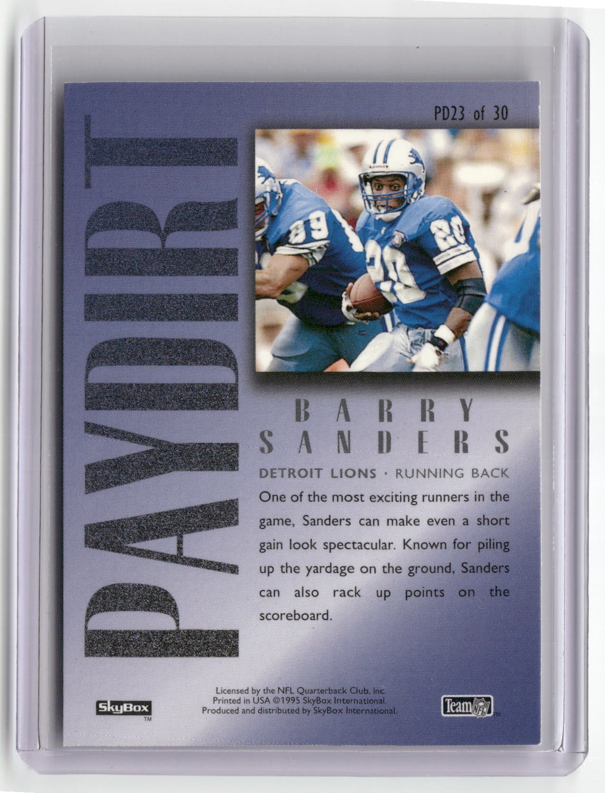 1995 SkyBox Premium #PD23 Barry Sanders Paydirt Gold-2