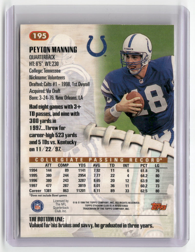 1998 Stadium Club #195 Peyton Manning-2