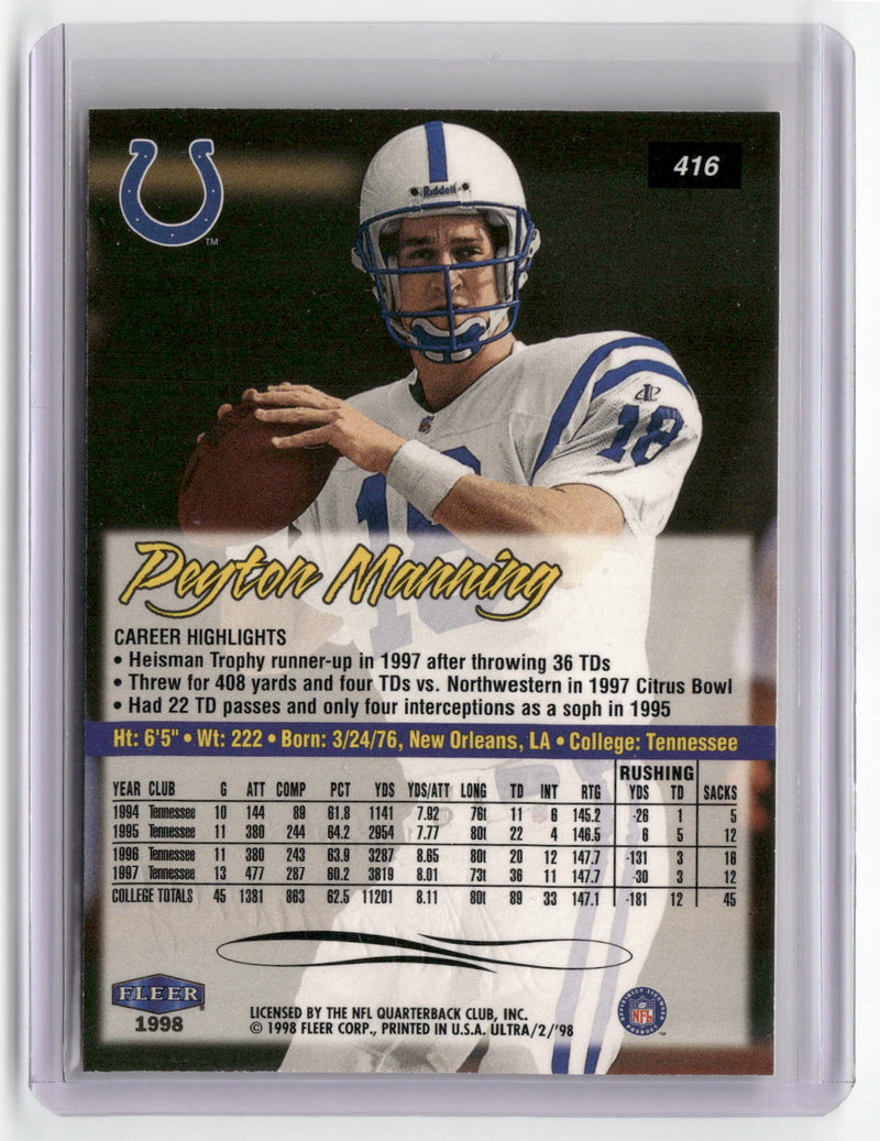 1998 Ultra #416 Peyton Manning-2