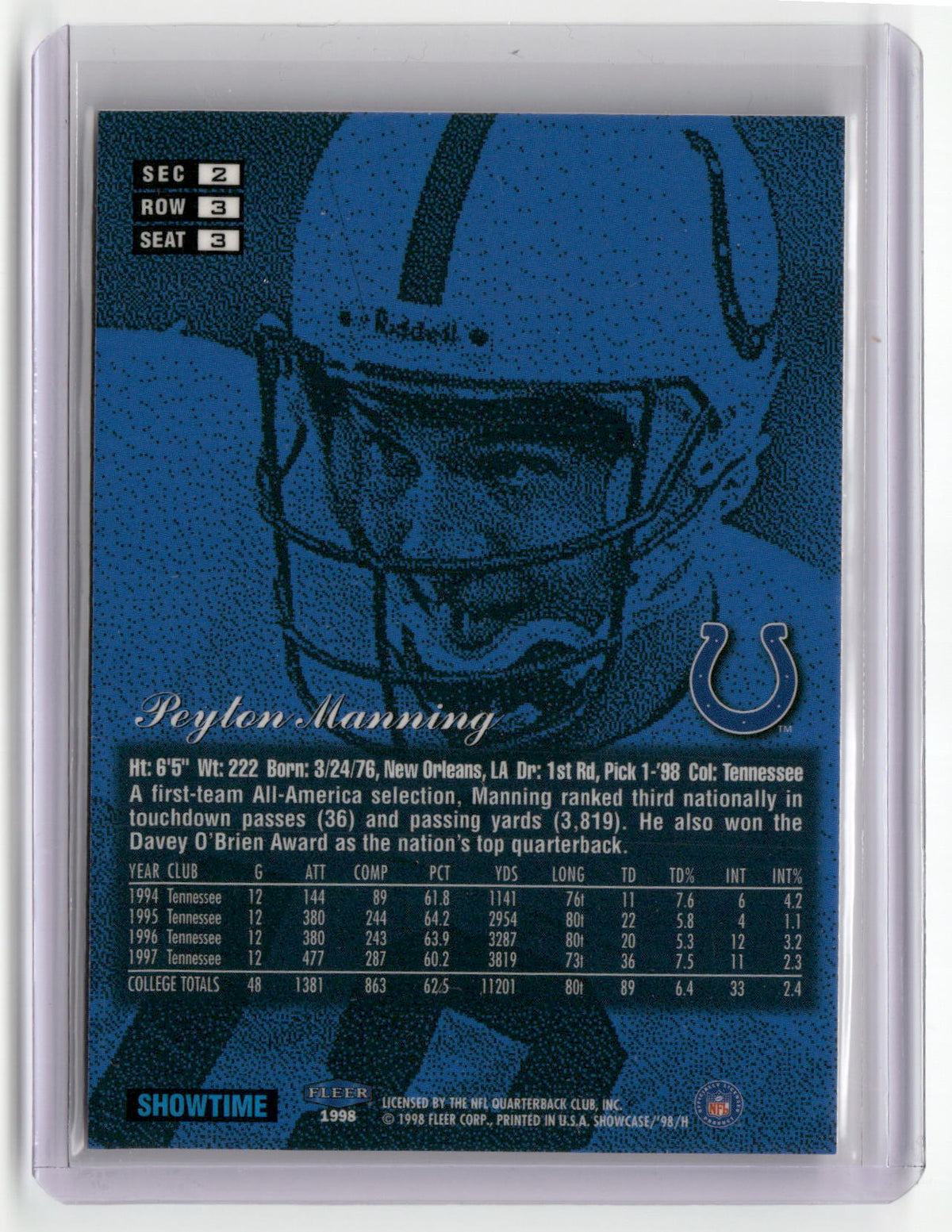 1998 Flair Showcase #3 Peyton Manning-2