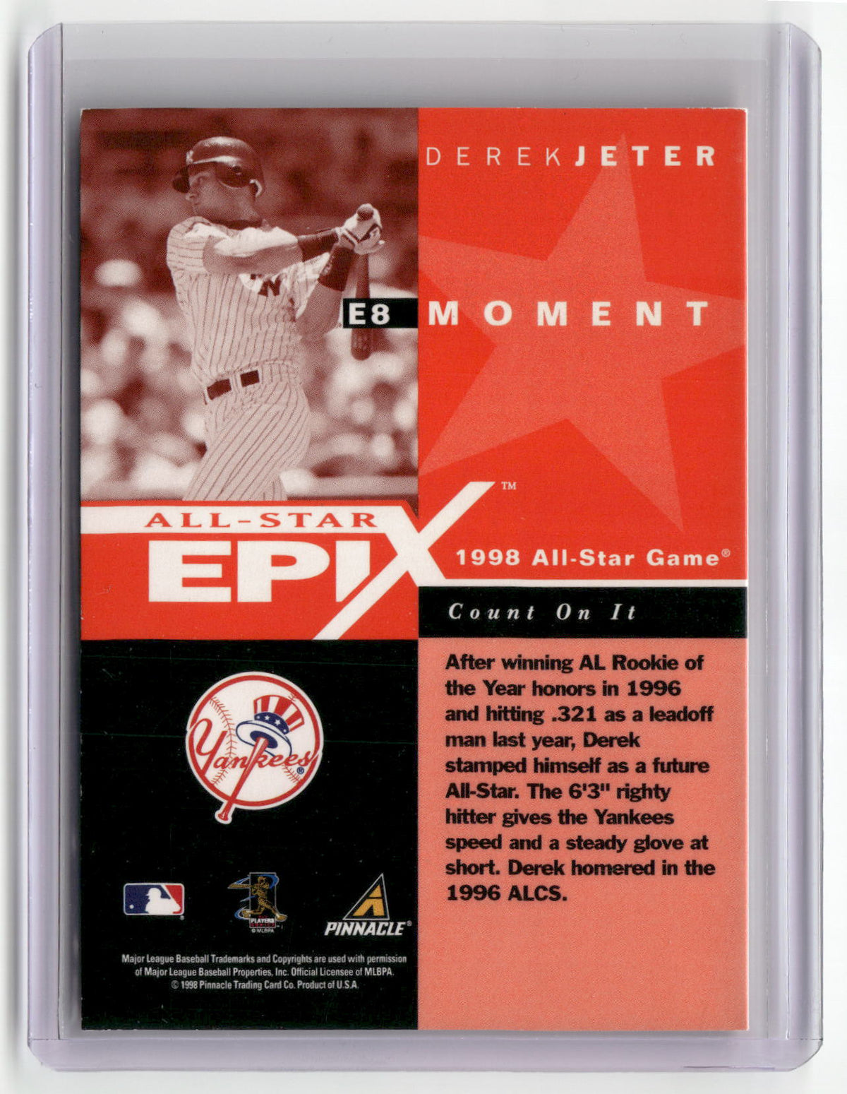 1998 Score Rookie & Traded #E8 Derek Jeter All-Star Epix Orange-2