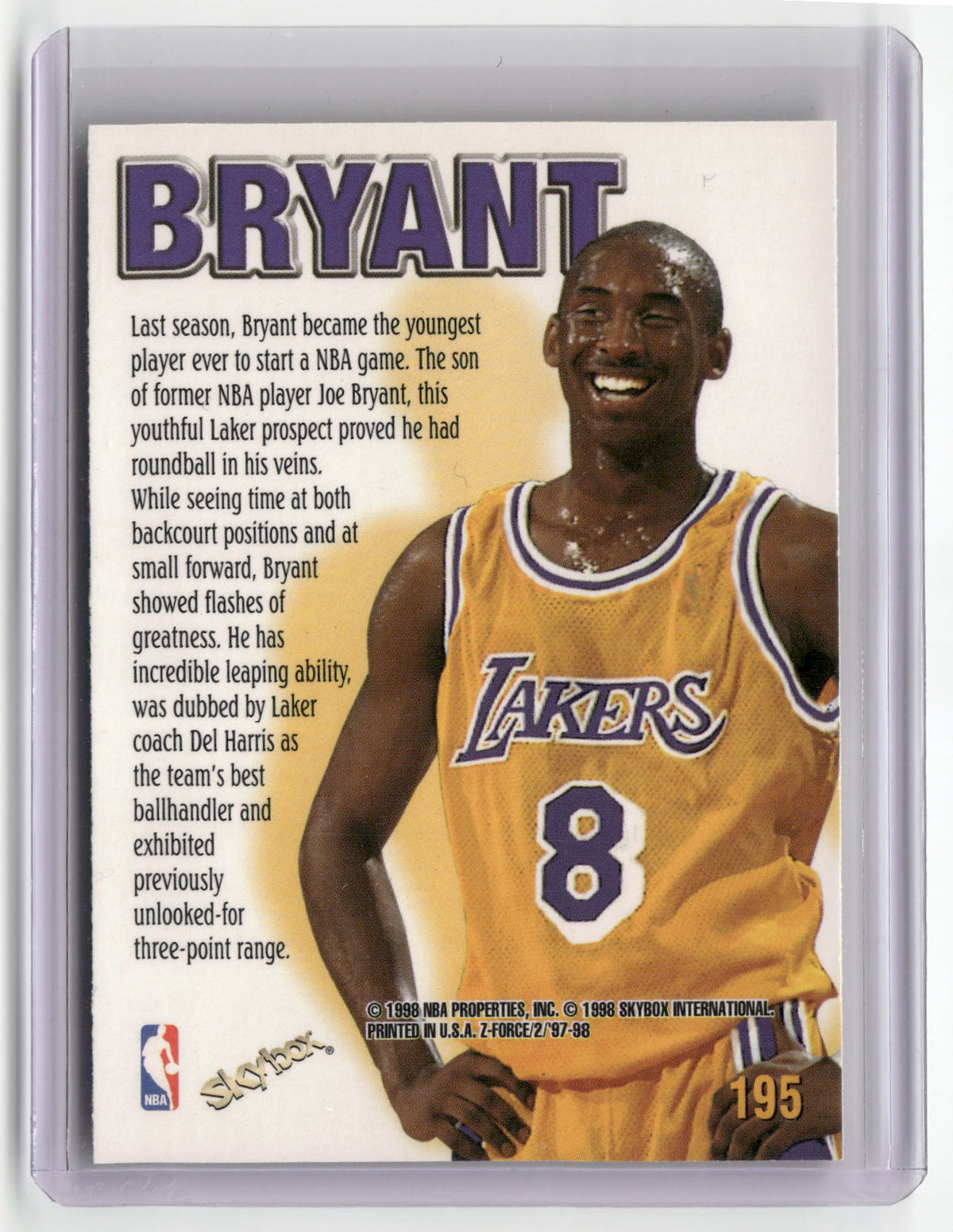 1997-98 SkyBox Z-Force #195 Kobe Bryant-2