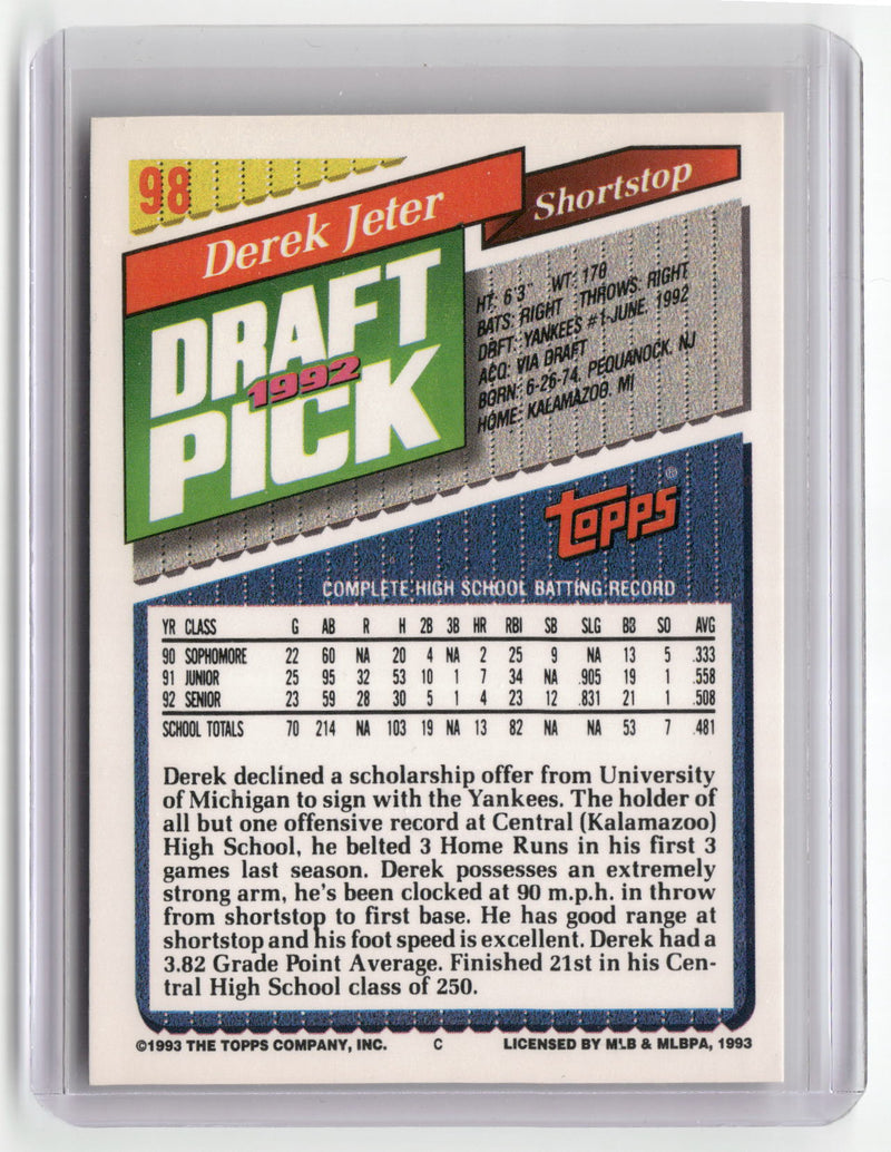 1993 Topps #98 Derek Jeter-2
