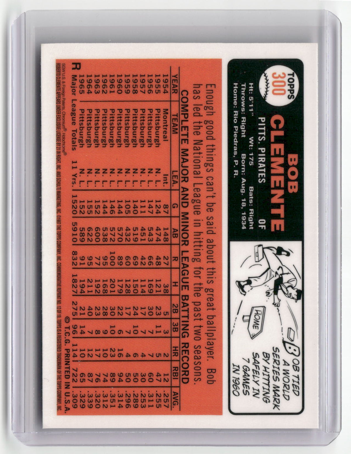 1998 Topps #12 Bob Clemente Roberto Commemorative Reprints Finest Refractors-2