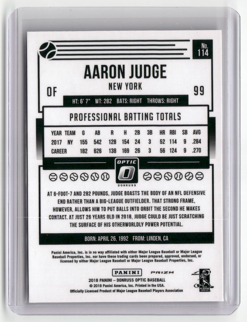 2018 Donruss Optic #114 Aaron Judge Bronze : Back of jersey not visible-2