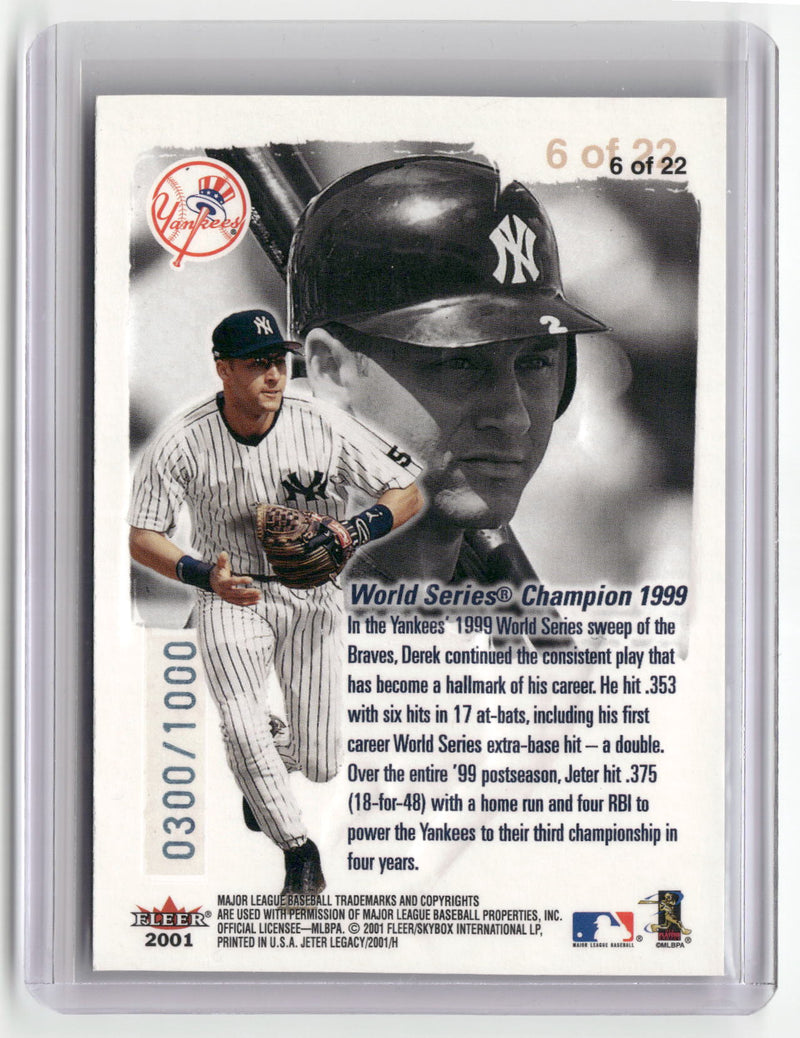 2002 Fleer Showcase #6 Derek Jeter Derek Jeter Legacy Collection #/1000-2