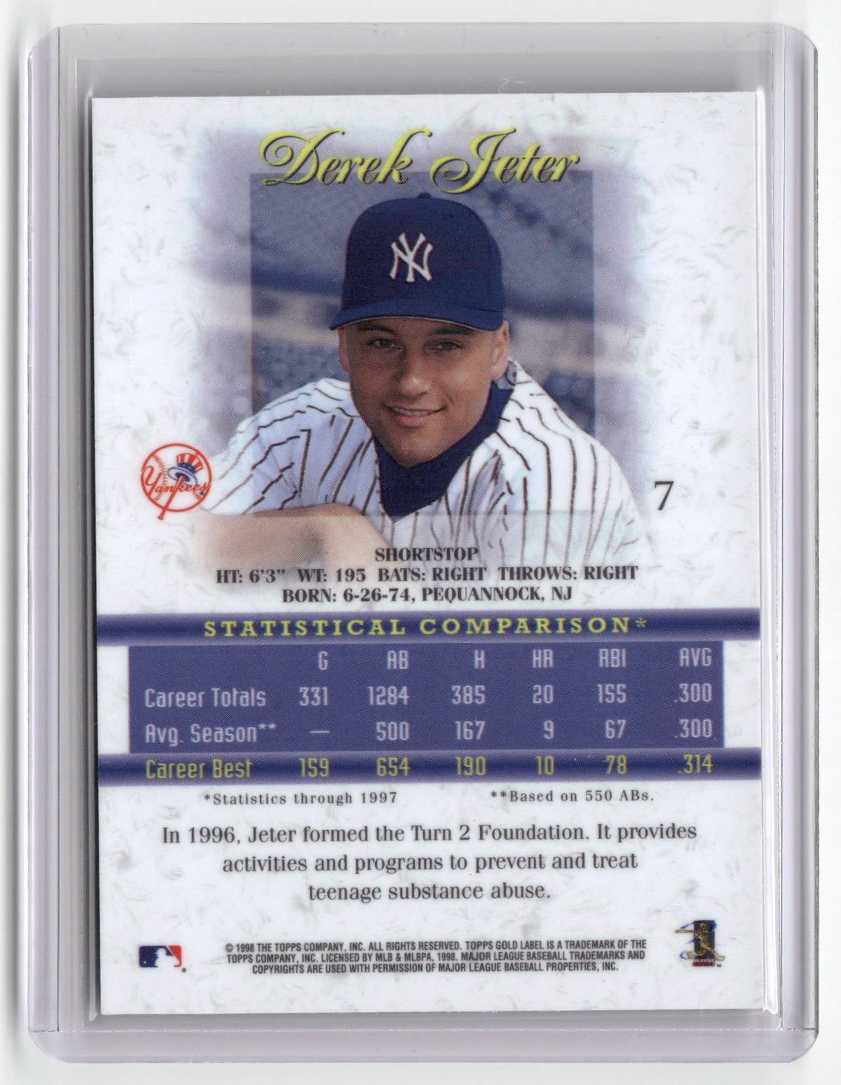 1998 Topps Gold Label #7 Derek Jeter-2