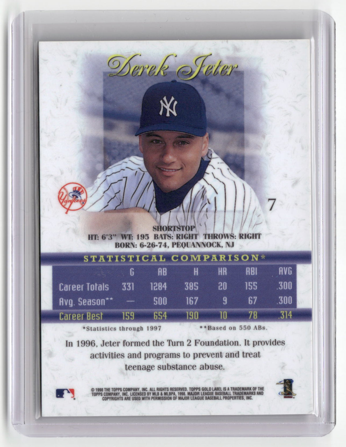 1998 Topps Gold Label #7 Derek Jeter-2