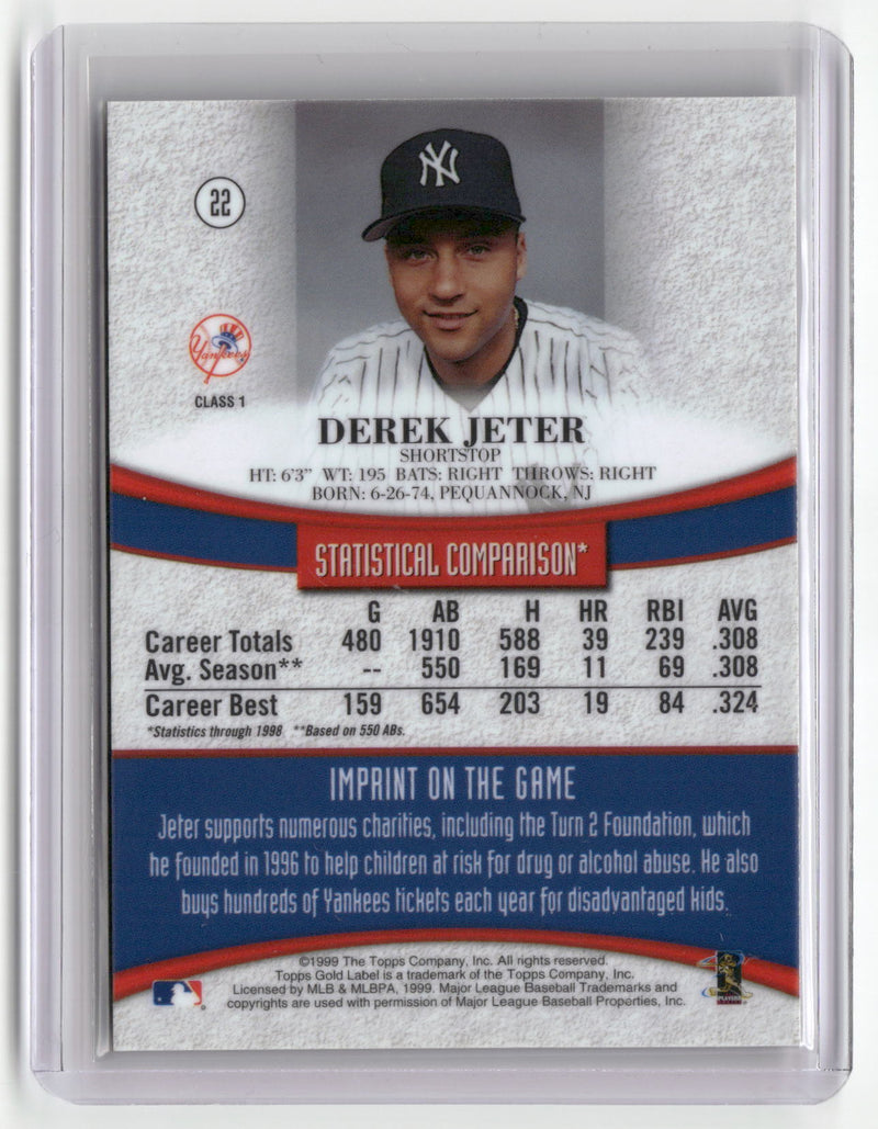 1999 Topps Gold Label #22 Derek Jeter Class 1-2