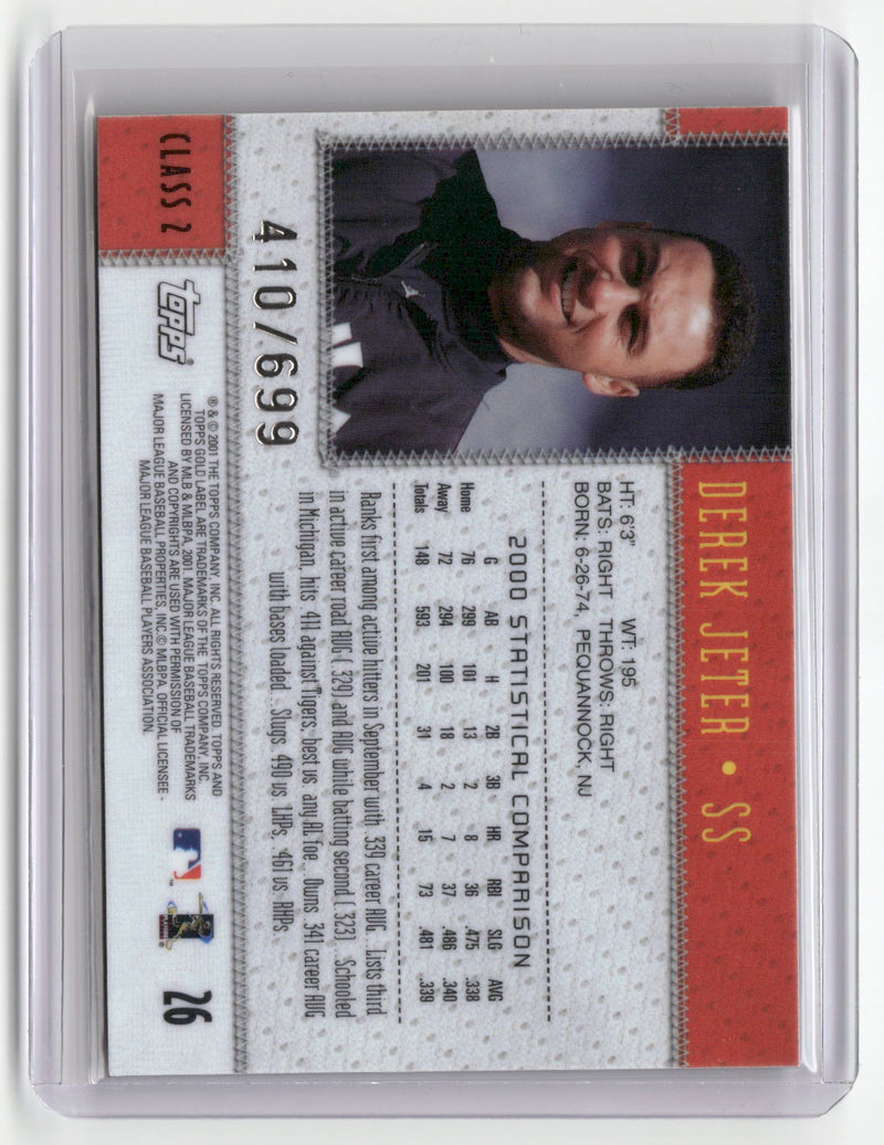 2001 Topps Gold Label #26 Derek Jeter Class 2 Gold #/699-2