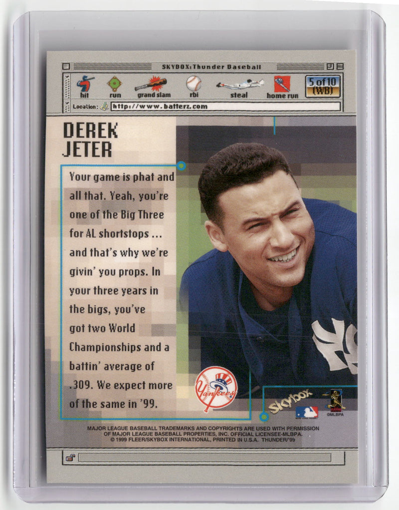 1999 SkyBox Thunder #5 (WB) Derek Jeter www.batterz.com-2