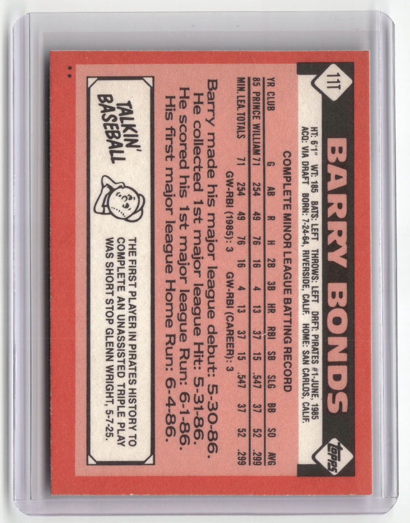 1986 Topps Traded #11T Barry Bonds-2