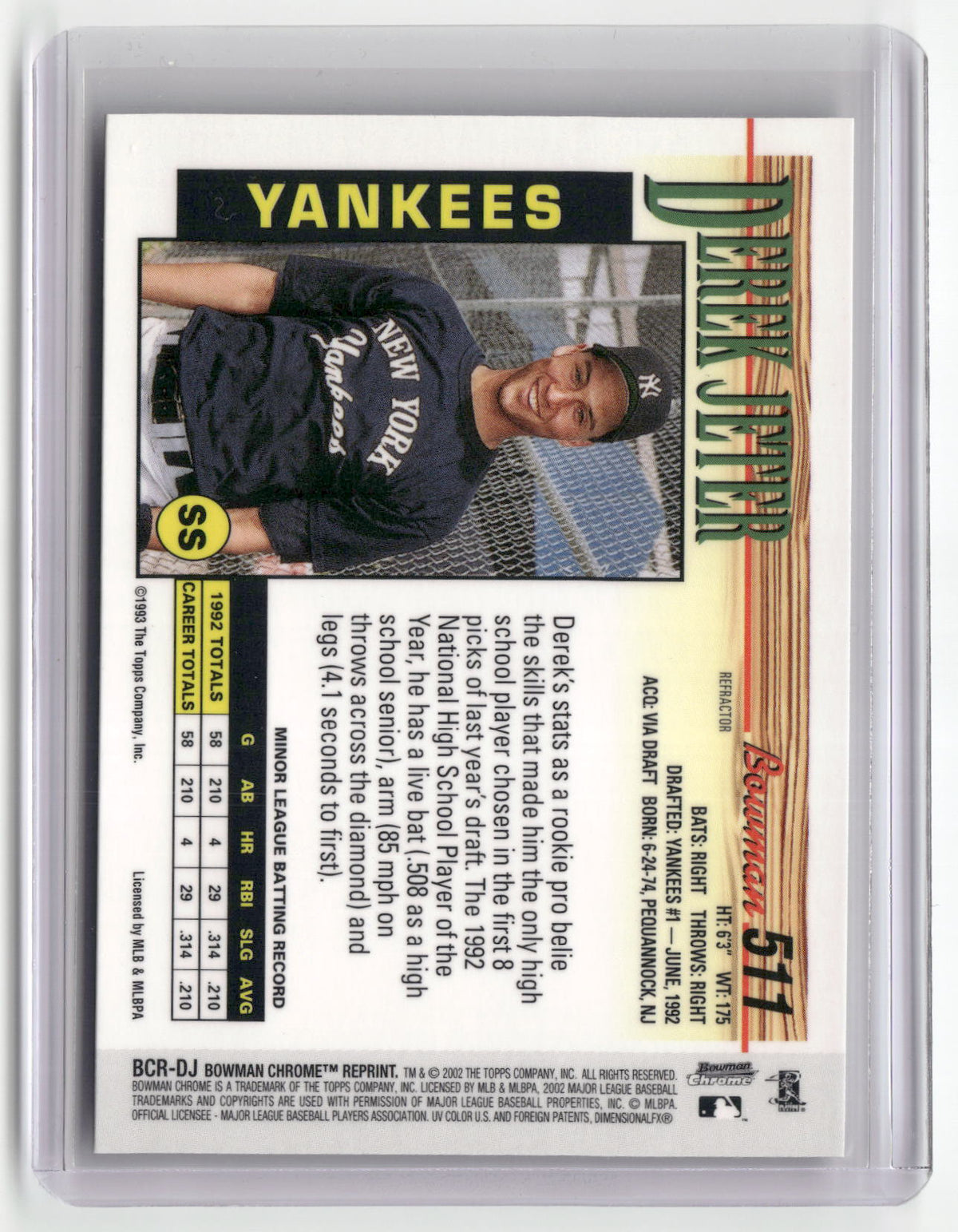 1993 Bowman #511 Derek Jeter-2