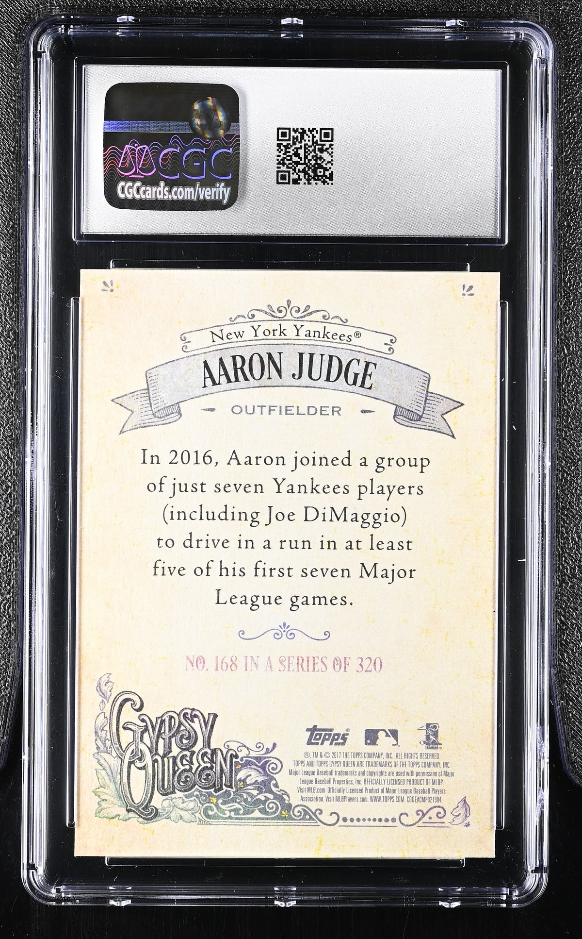 2017 Gypsy Queen #168 Aaron Judge CGC 8-2