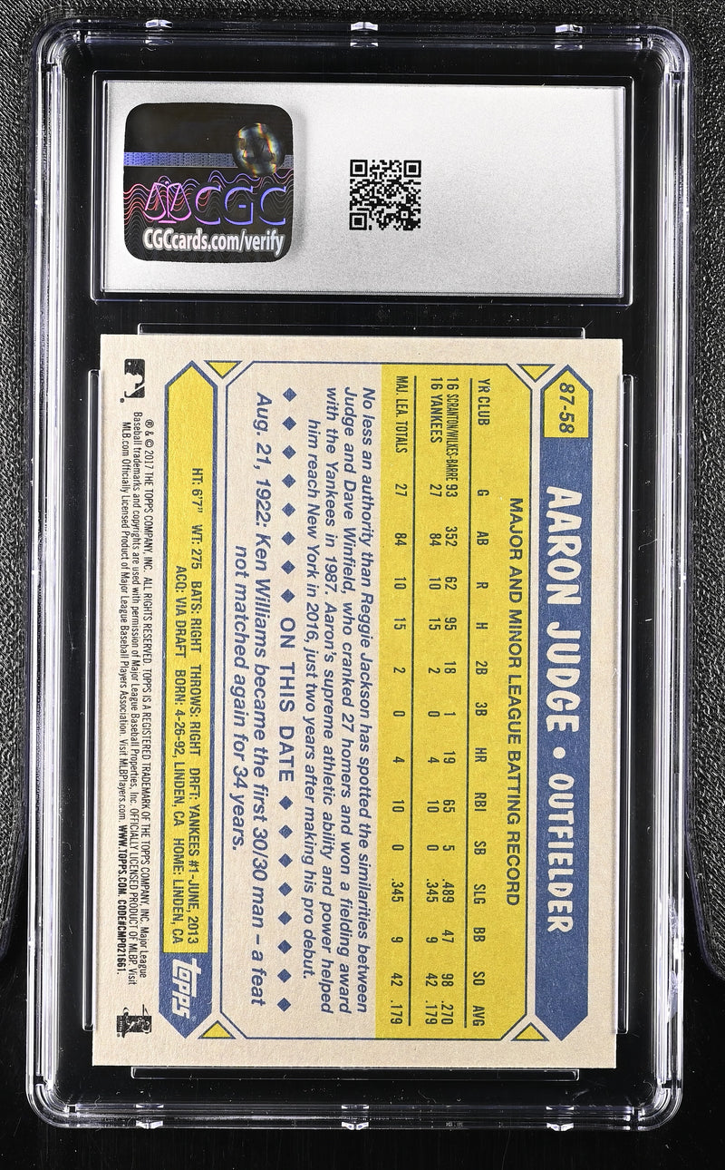 2017 Topps #87-58 Aaron Judge '87 Topps CGC 10-2