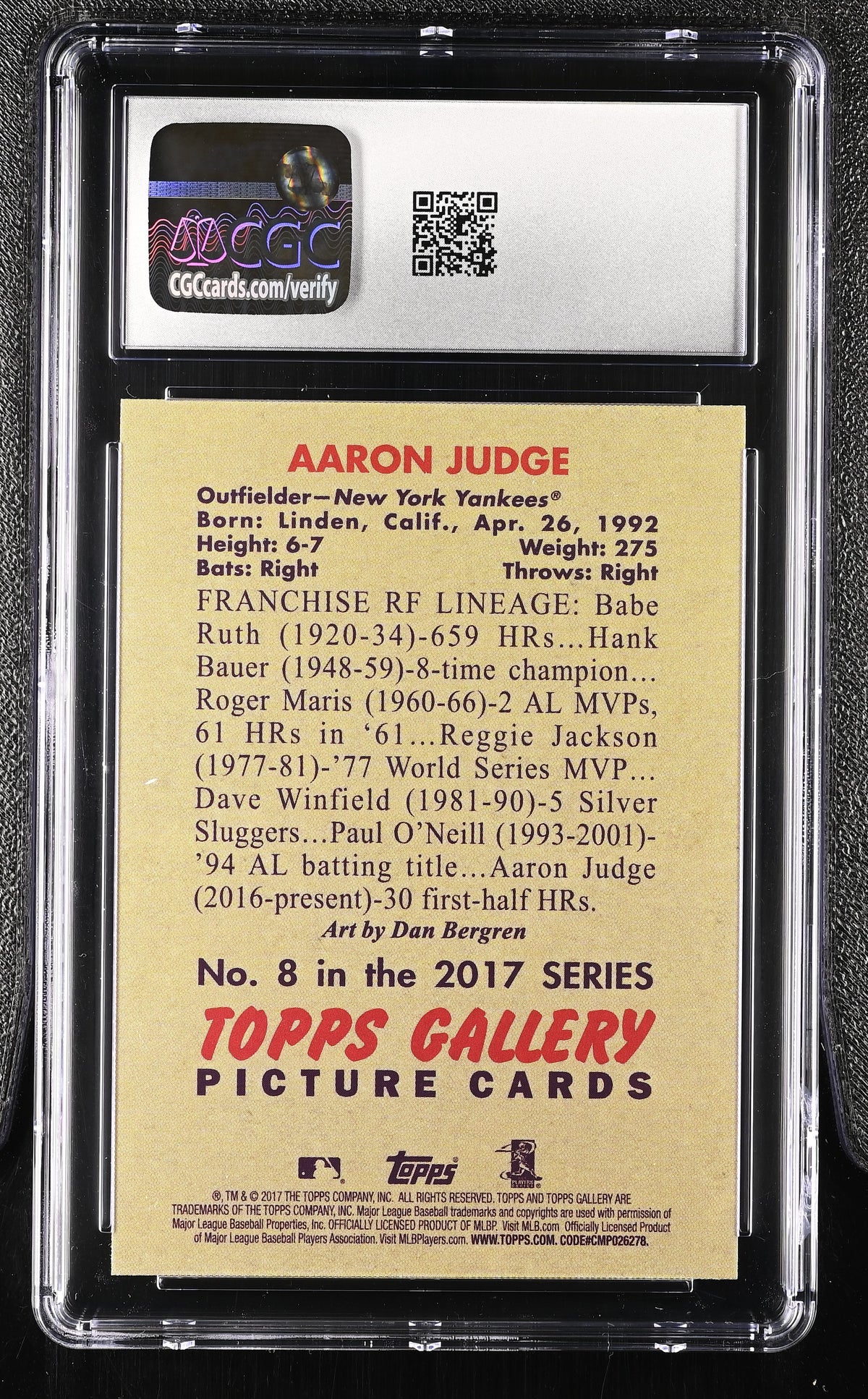 2017 Gallery #8 Aaron Judge Heritage CGC 10-2