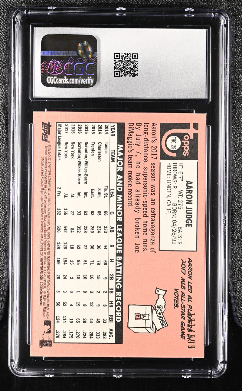 2018 Heritage #THC-25 Aaron Judge Chrome CGC 10 #/999-2