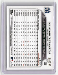 2022 Topps Chrome #139 Stanton Purple/Yellow Sonic Pulse Refractor #/299-2