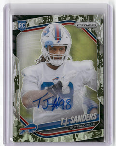 2025 Panini Prizm #338 T.J. Sanders Prizm Rookie Autographs Camo #/25-1