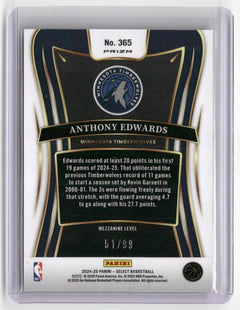 2024-25 Panini Select #365 Anthony Edwards Blue Flash Prizm #/99-2