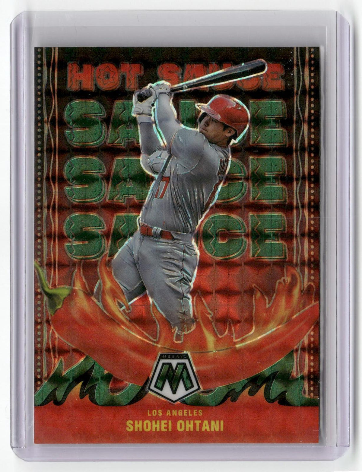 2022 Panini Mosaic #HS-6 Shohei Ohtani Hot Sauce Green Mosaic-1