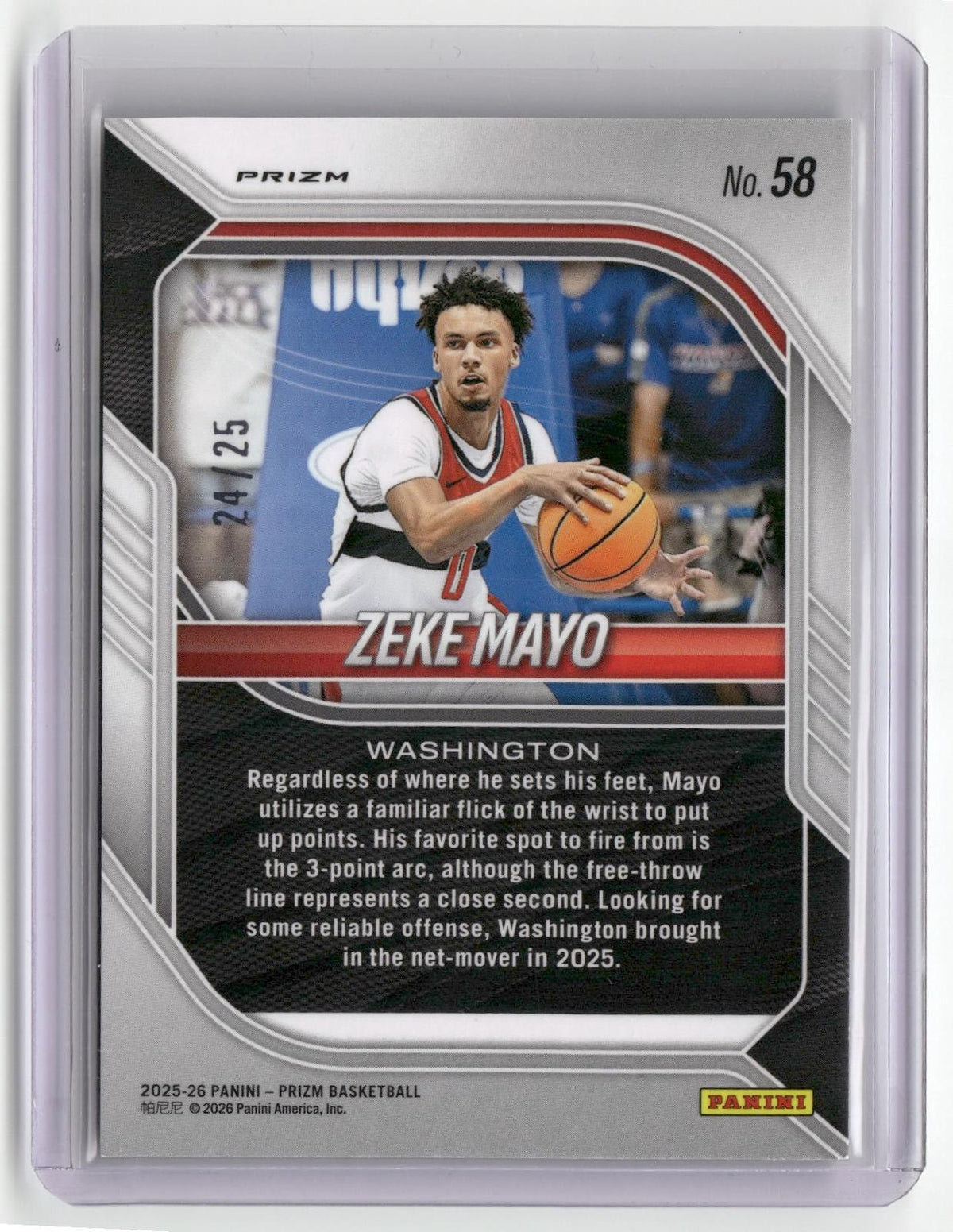 2025-26 Panini Prizm #58 Zeke Mayo Green Pulsar Prizm #/25-2