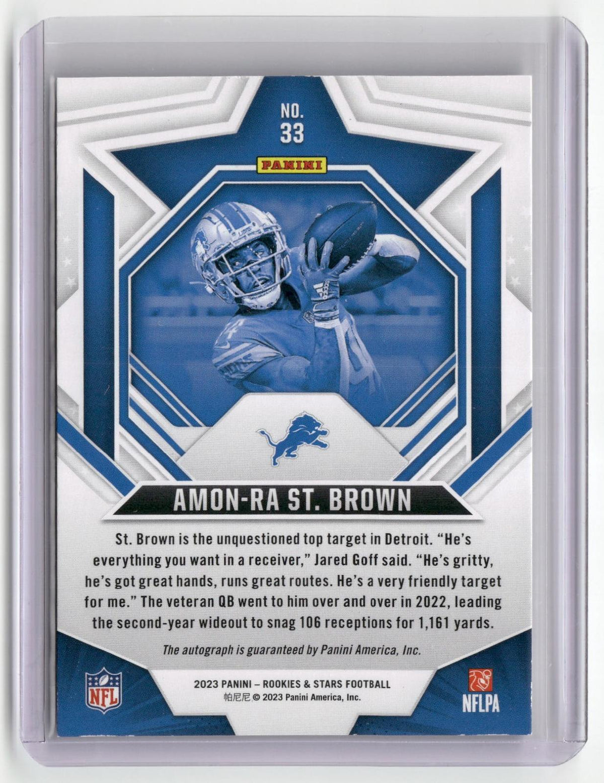 2023 Panini Rookies & Stars #33 Amon-Ra St. Brown Signatures #/100-2