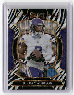 2025 Panini Select #65 Jordan Addison Zebra Prizm Shock-1